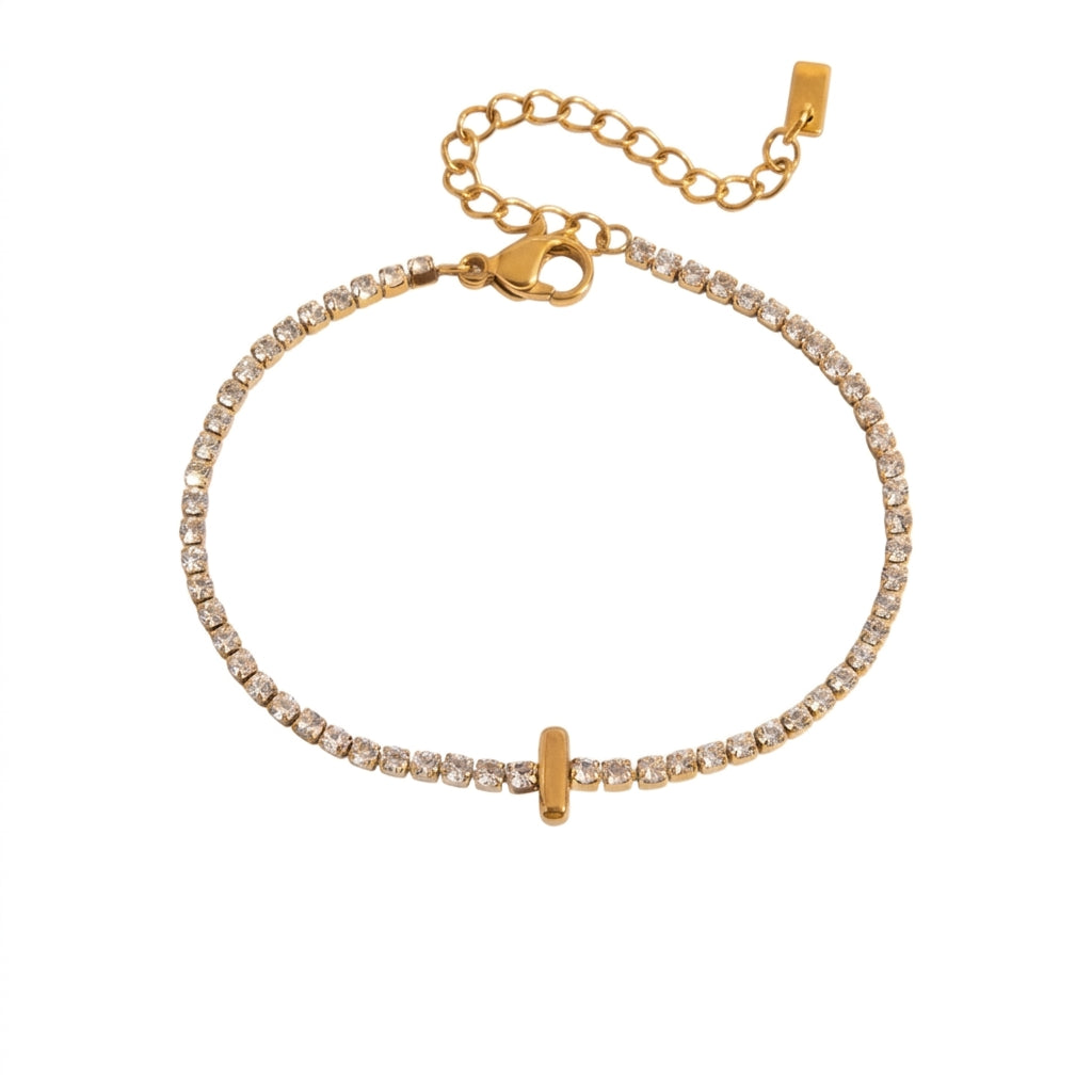 Justerbart Initial Tennis Armband 18k