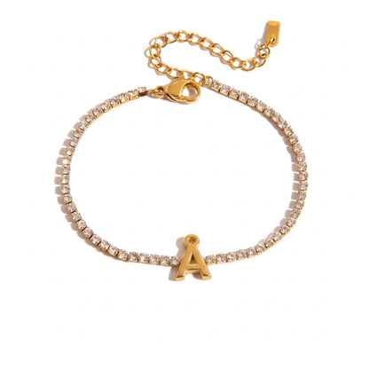 Justerbart Initial Tennis Armband 18k