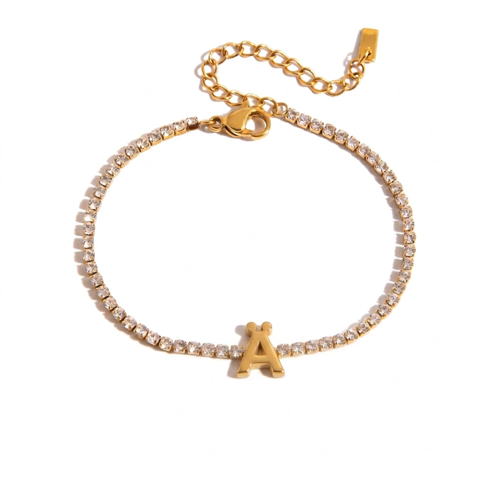 Justerbart Initial Tennis Armband 18k
