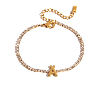 Justerbart Initial Tennis Armband 18k