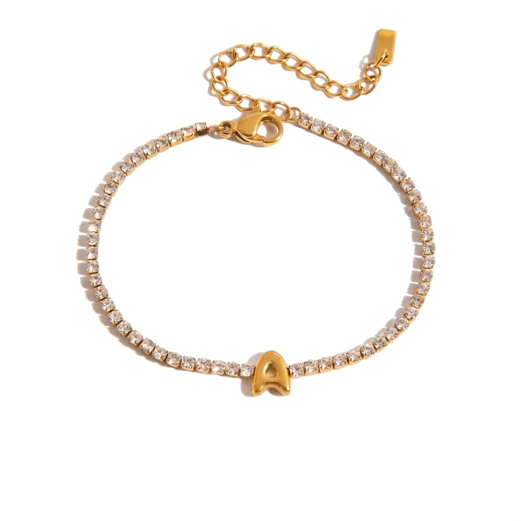 Justerbart Initial Tennis Armband 18k