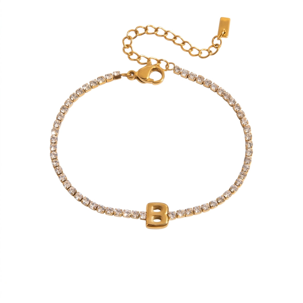 Justerbart Initial Tennis Armband 18k