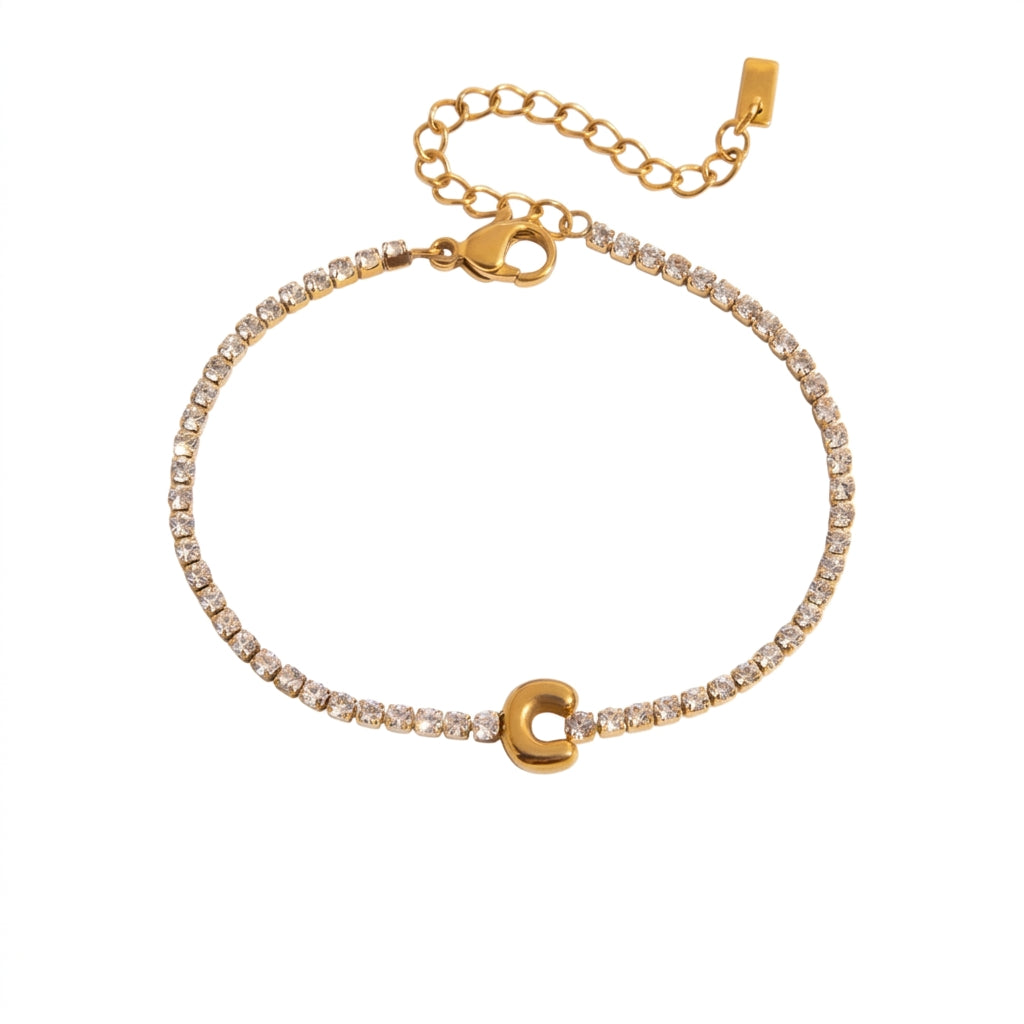 Justerbart Initial Tennis Armband 18k