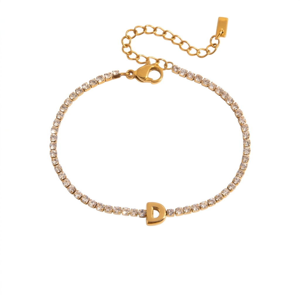 Justerbart Initial Tennis Armband 18k