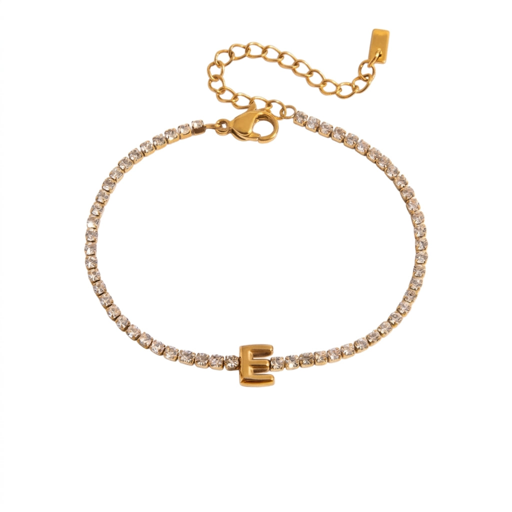 Justerbart Initial Tennis Armband 18k