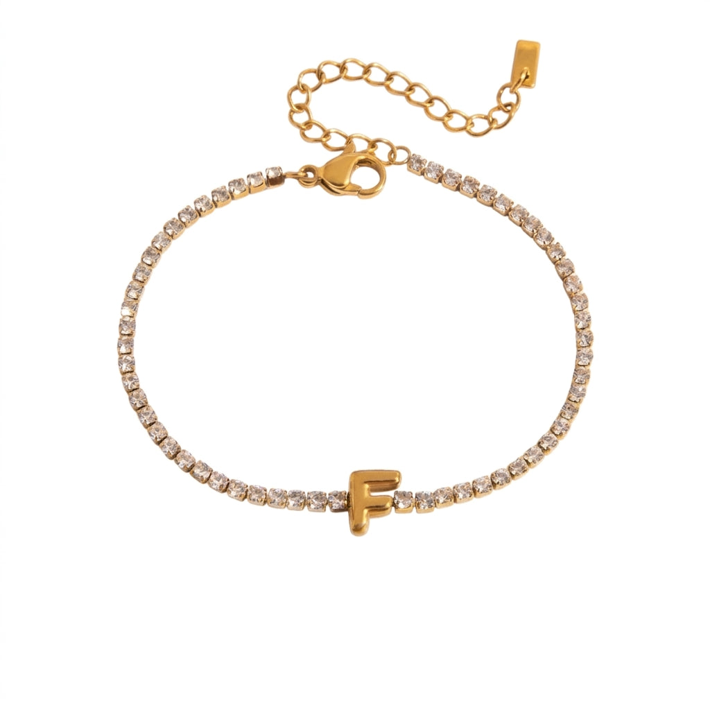 Justerbart Initial Tennis Armband 18k