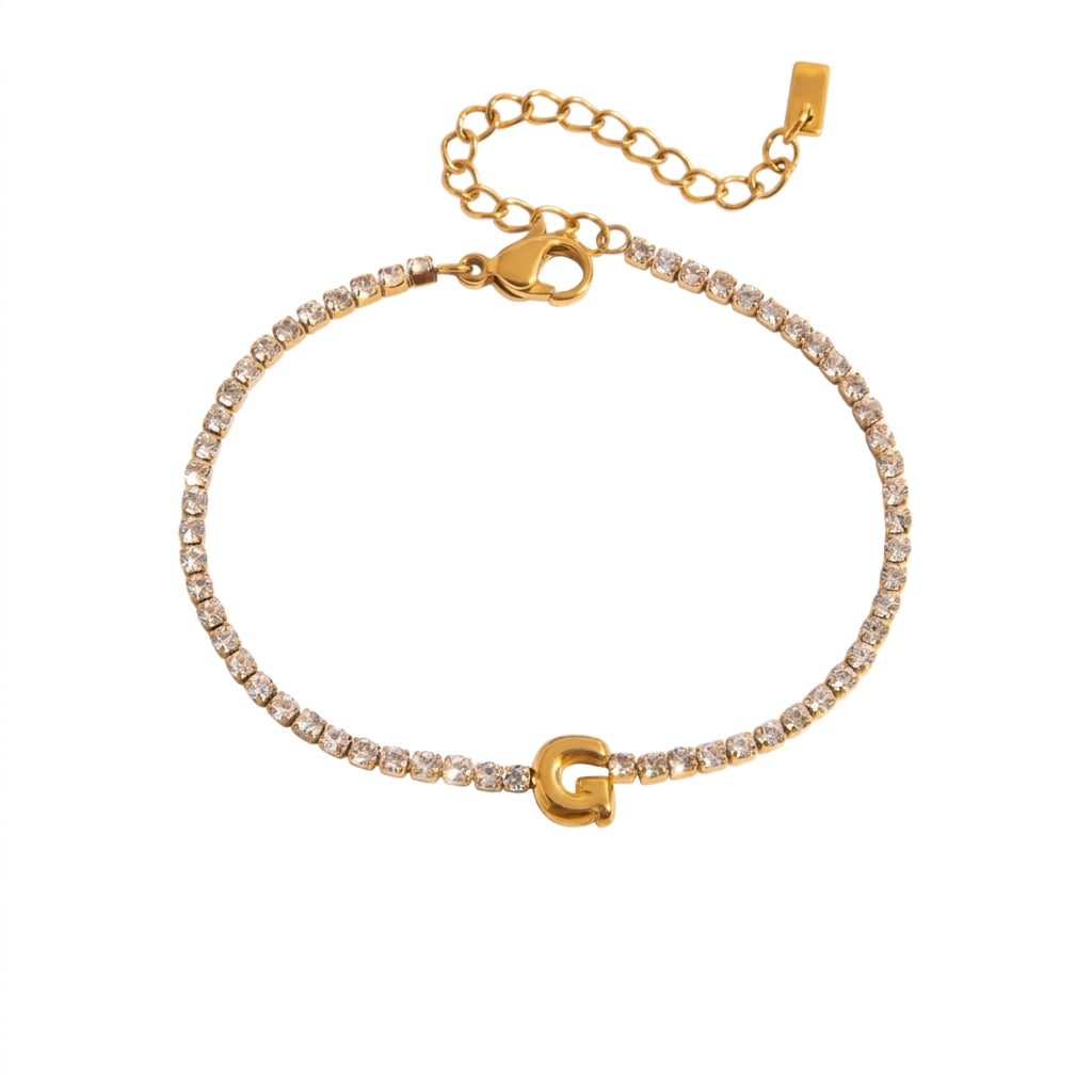 Justerbart Initial Tennis Armband 18k