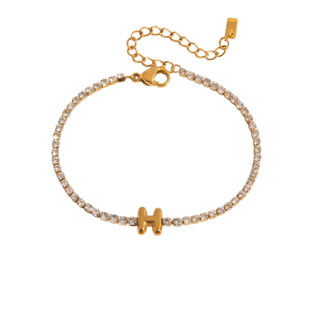 Justerbart Initial Tennis Armband 18k
