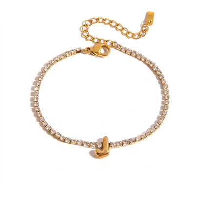 Justerbart Initial Tennis Armband 18k
