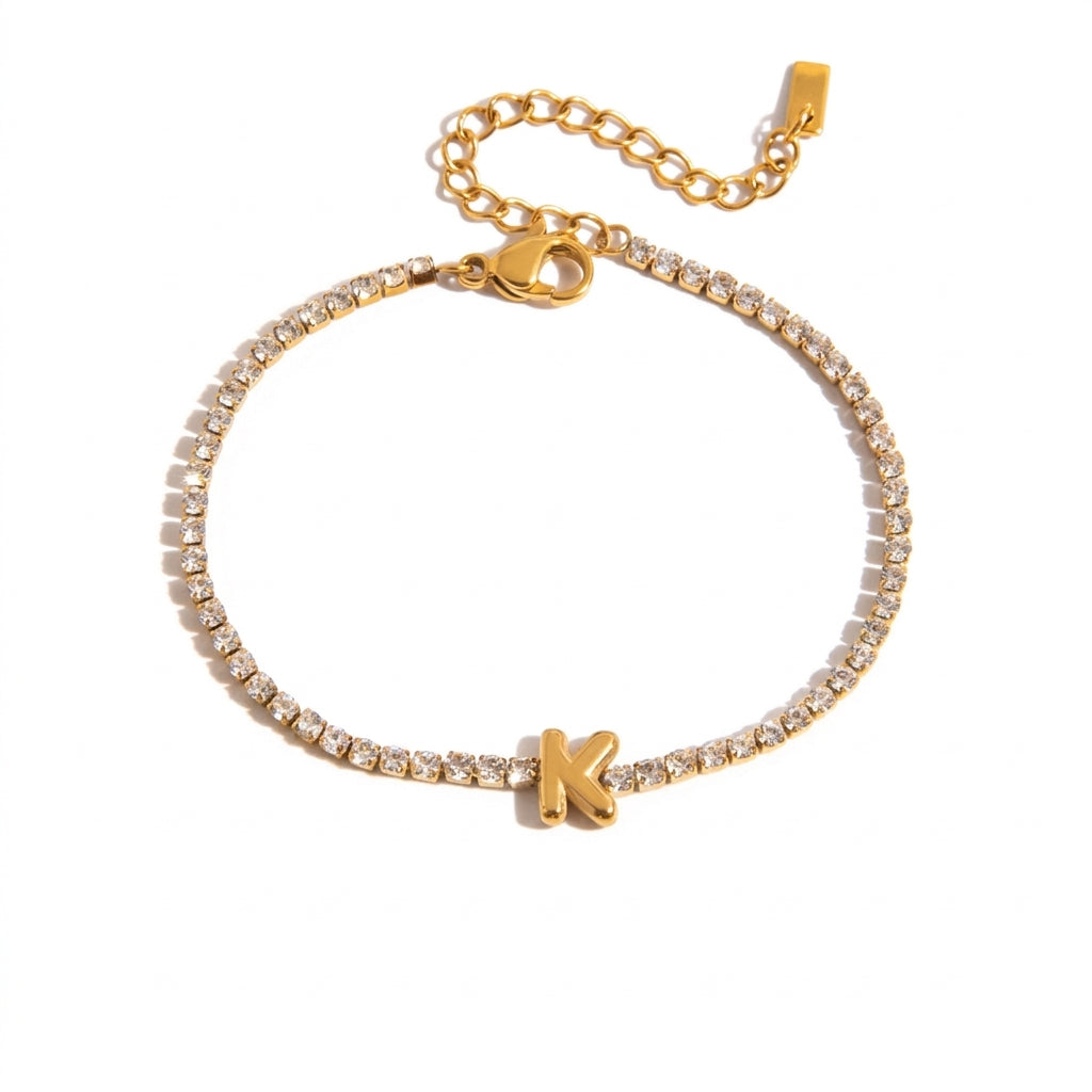 Justerbart Initial Tennis Armband 18k