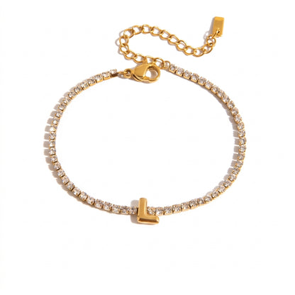 Justerbart Initial Tennis Armband 18k