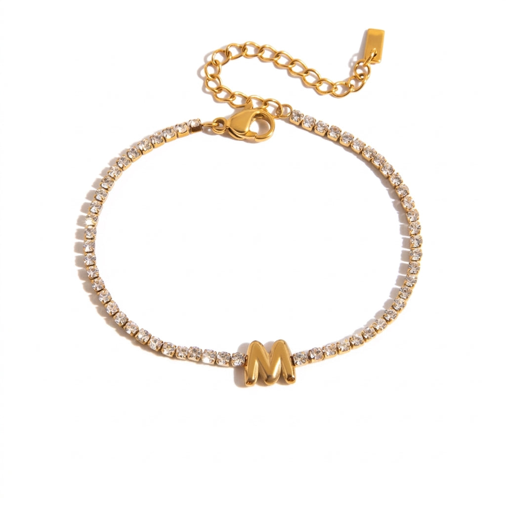 Justerbart Initial Tennis Armband 18k