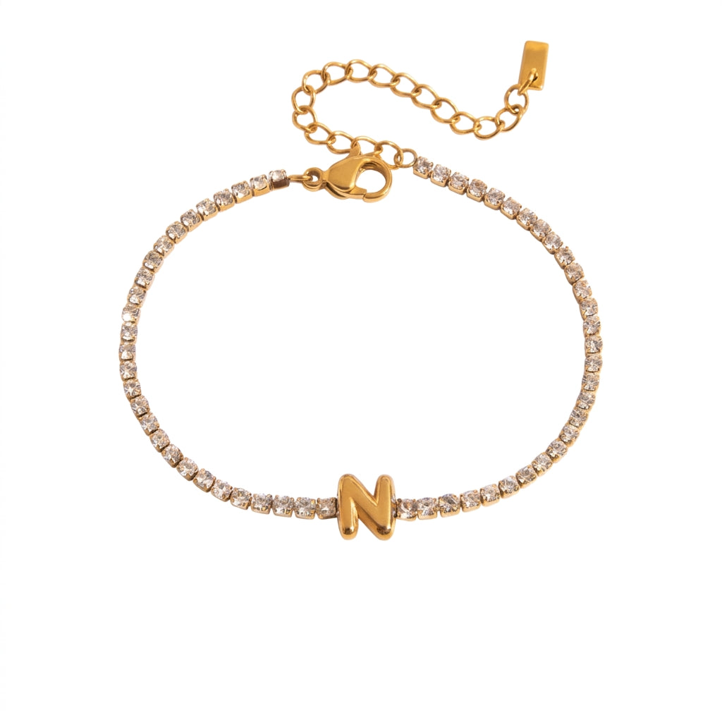Justerbart Initial Tennis Armband 18k