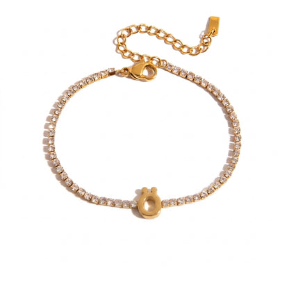 Justerbart Initial Tennis Armband 18k