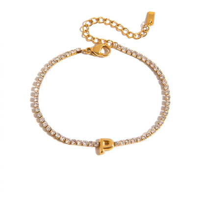 Justerbart Initial Tennis Armband 18k