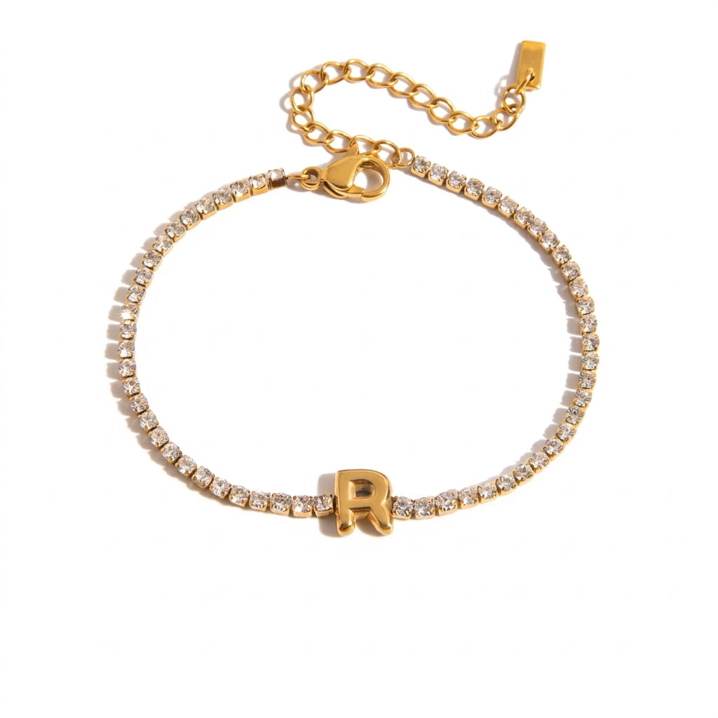Justerbart Initial Tennis Armband 18k