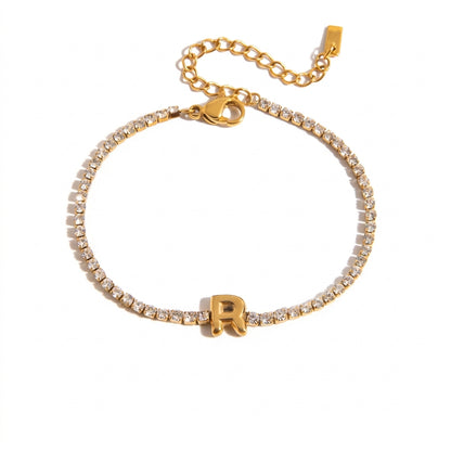 Justerbart Initial Tennis Armband 18k