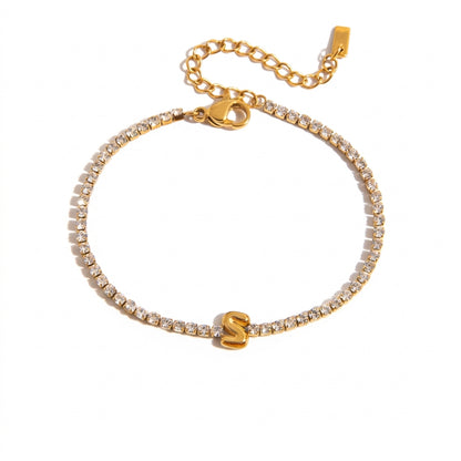 Justerbart Initial Tennis Armband 18k