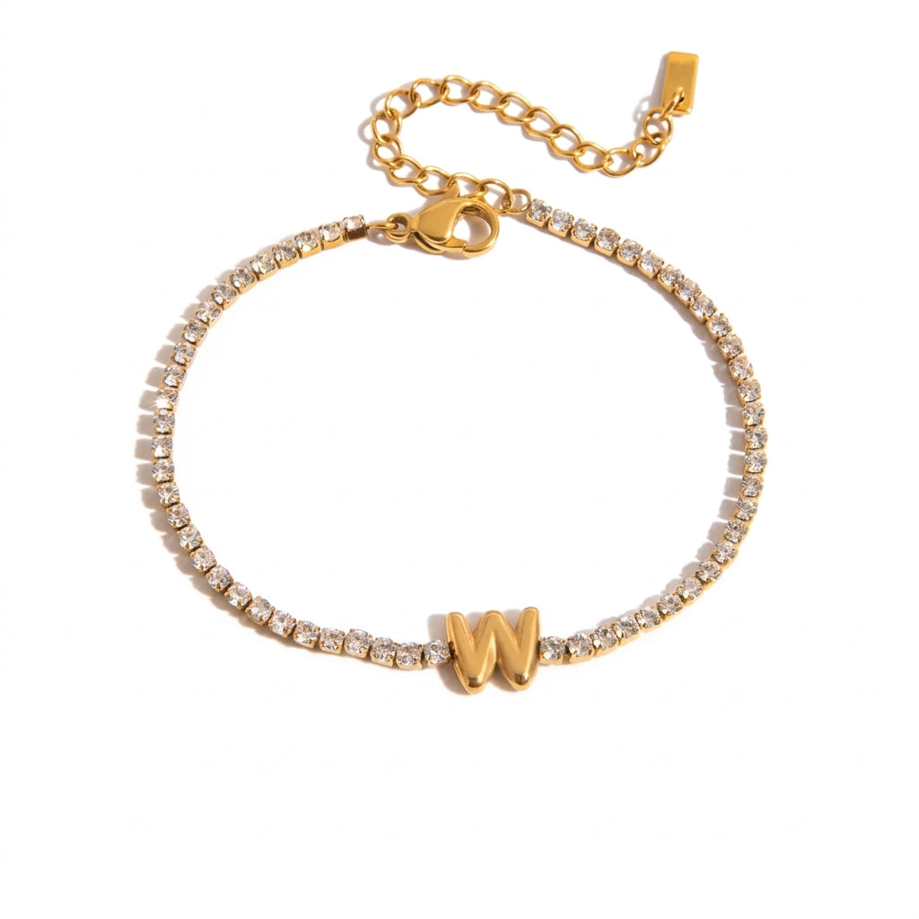 Justerbart Initial Tennis Armband 18k
