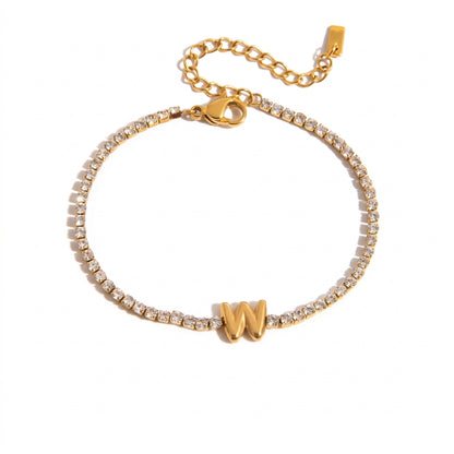 Justerbart Initial Tennis Armband 18k