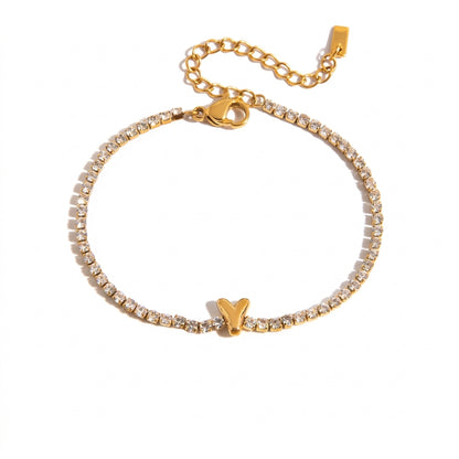 Justerbart Initial Tennis Armband 18k