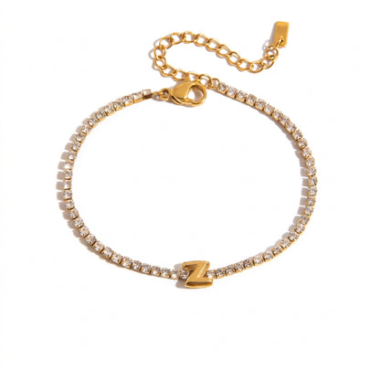 Justerbart Initial Tennis Armband 18k