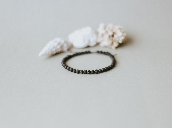 Adjustable 4mm Minimalist Lava Stone Bracelet
