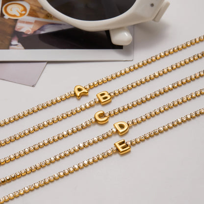 Justerbart Initial Tennis Armband 18k