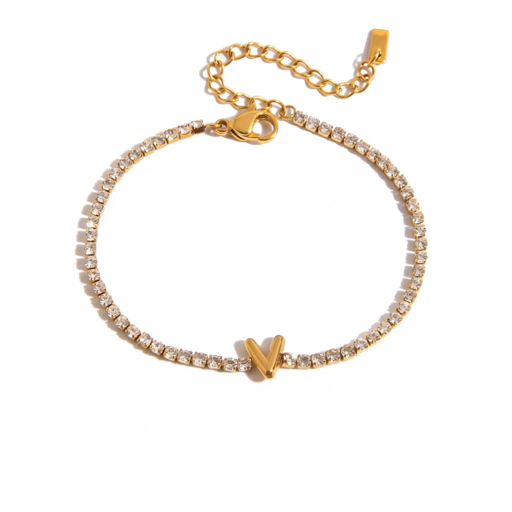 Justerbart Initial Tennis Armband 18k