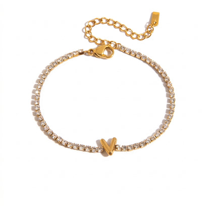 Justerbart Initial Tennis Armband 18k